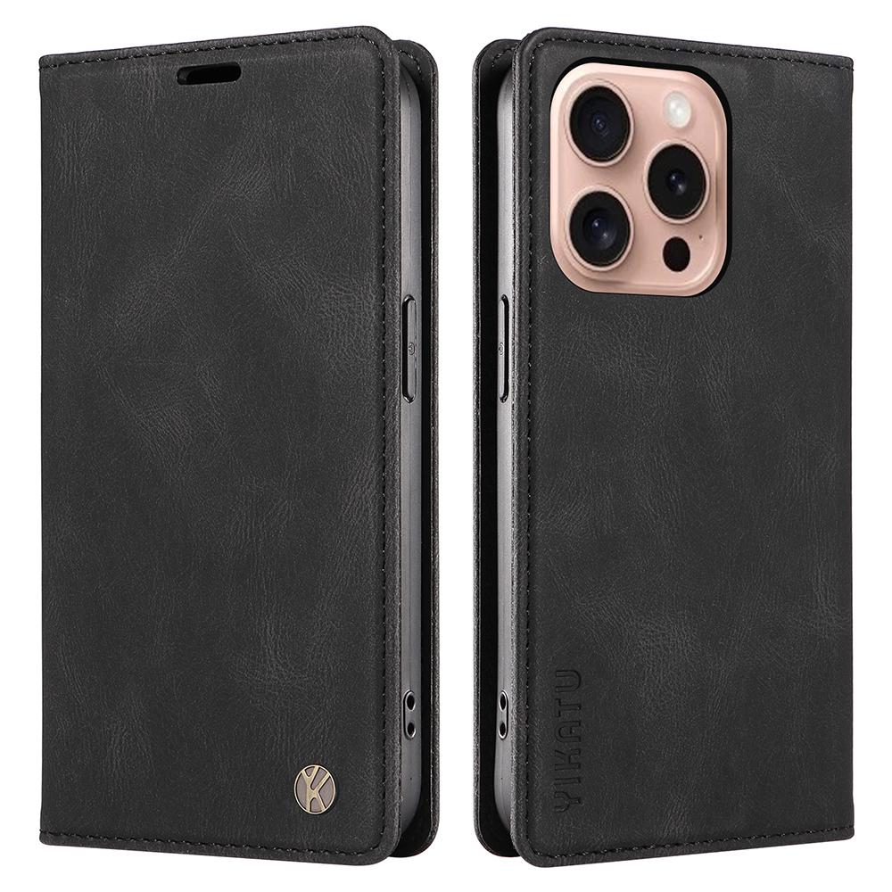 

YIKATU YK-004 Чехол для iPhone 16 Pro Кожаный чехол для телефона Магнитная адсорбция Функция подставки A