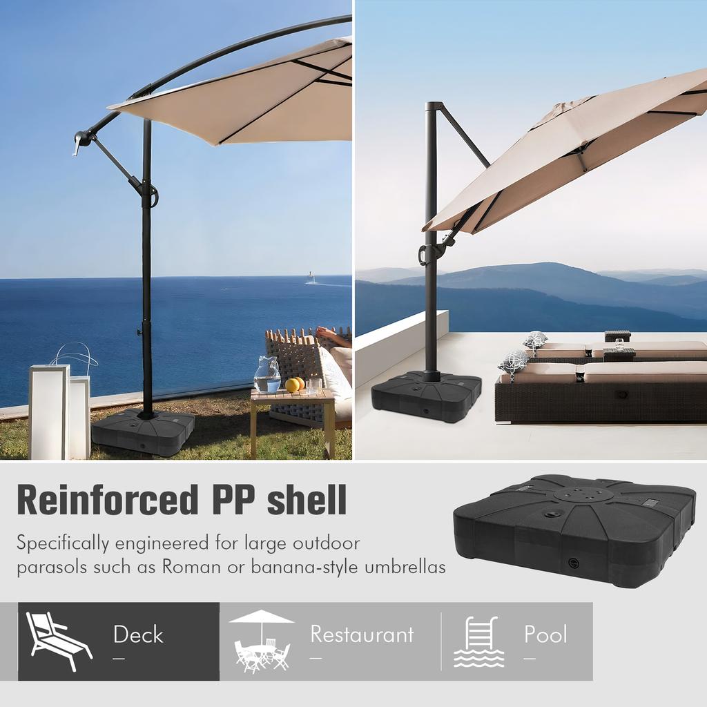 1PC Cantilever Umbrella Stand Base with Wheels Fillable Parasol Base Outdoor Furniture Parts for Yard Garden Fishing Beach