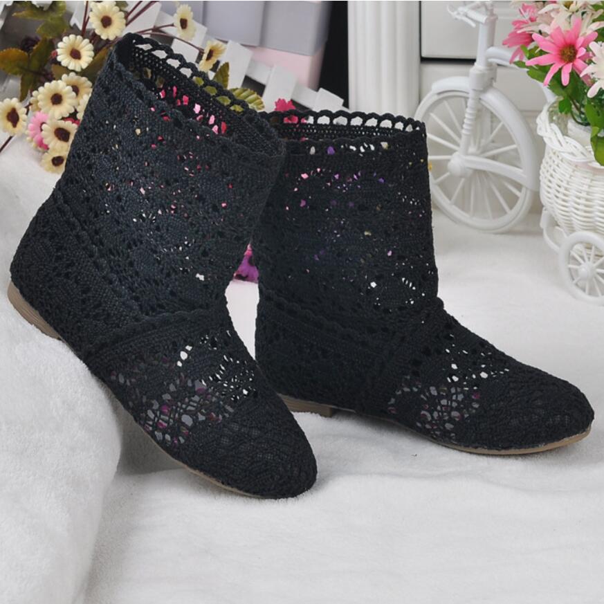 2025 Hollow Boots Shoes Breathable Knit Line Mesh Fashion High Help Summer Women's Boots High To Help Women's Shoes 11 Colors