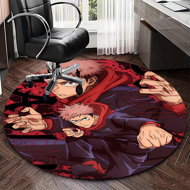 1pc Anime Cartoon Design Round Carpet for Office Chair Mat, NonSlip Rug Suitable for Home Decor, Living Room