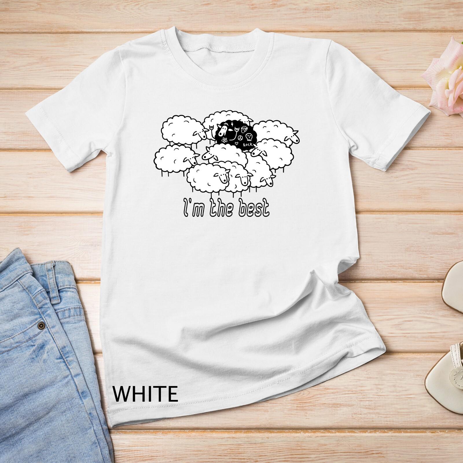 Rock-n-Roll Peace Love Black Sheep Funny Animals Graphic Art Unisex T-Shirt Mens Womens Tees Top 2XL