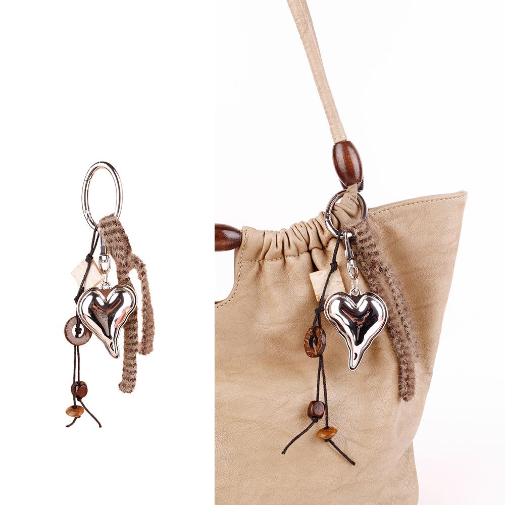 Wenqi's Vintage Wood Bead Wish-Fulfilling Charm Keychain Pendant