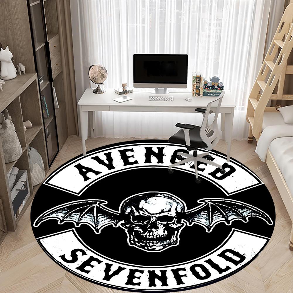 1pc Metal Skull Office Round Area Rug, Indoor Mat Suitable For Office, Under Office Chairs Bedroom Living Room Home Decor, Room Deco