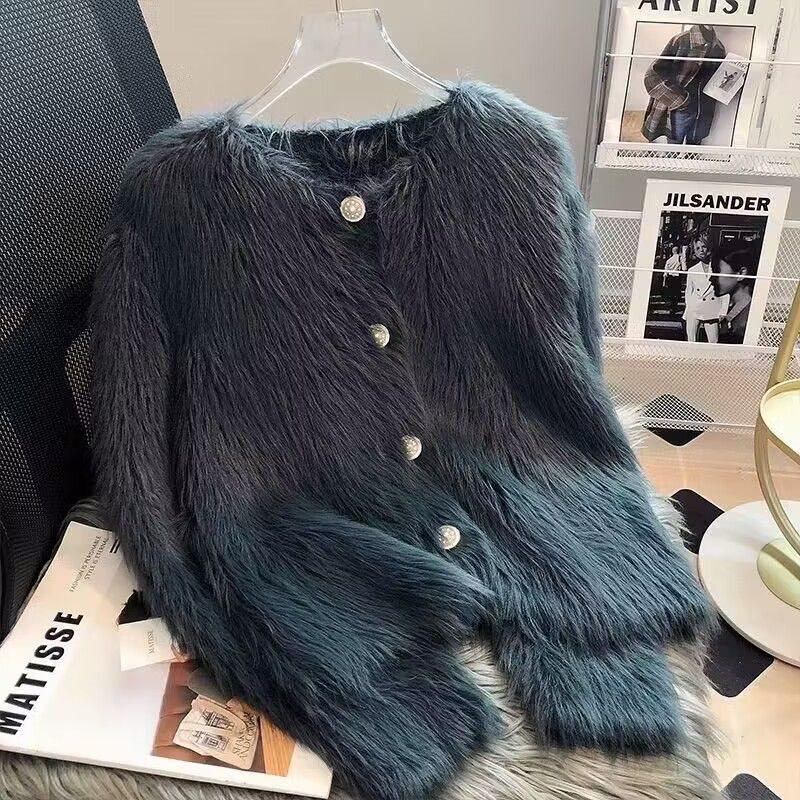 

Women s Thick Imitation Mink Velvet Knitted Cardigan – Short, Soft, Solid Color for Fall and Winter S чёрный