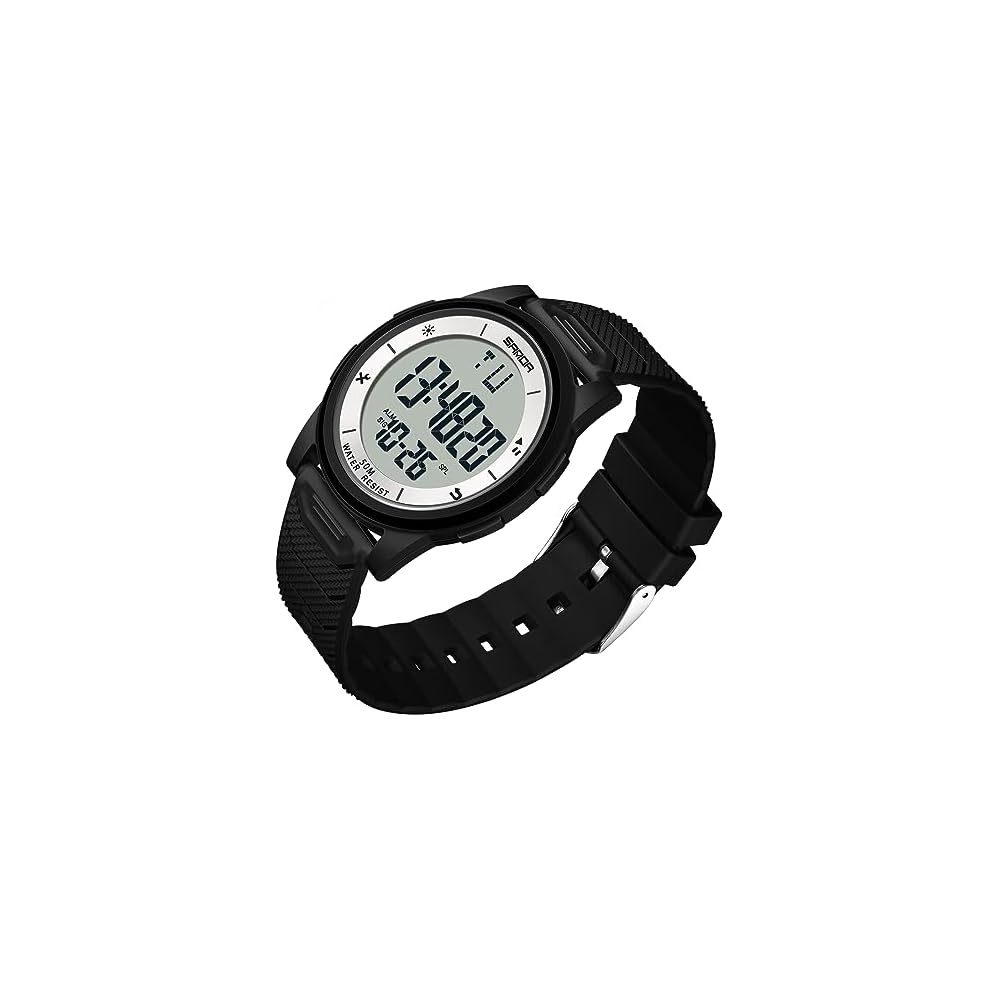 Timever Digital Men's Watch Slim Lightweight Waterproof LED Alarm Sports Stopwatch with Japanese Manual