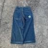 Hohe Taille Weites Bein Jeans Herren Streetwear Hip Hop Vintage Lockere Passform Gerader Schnitt Herbst