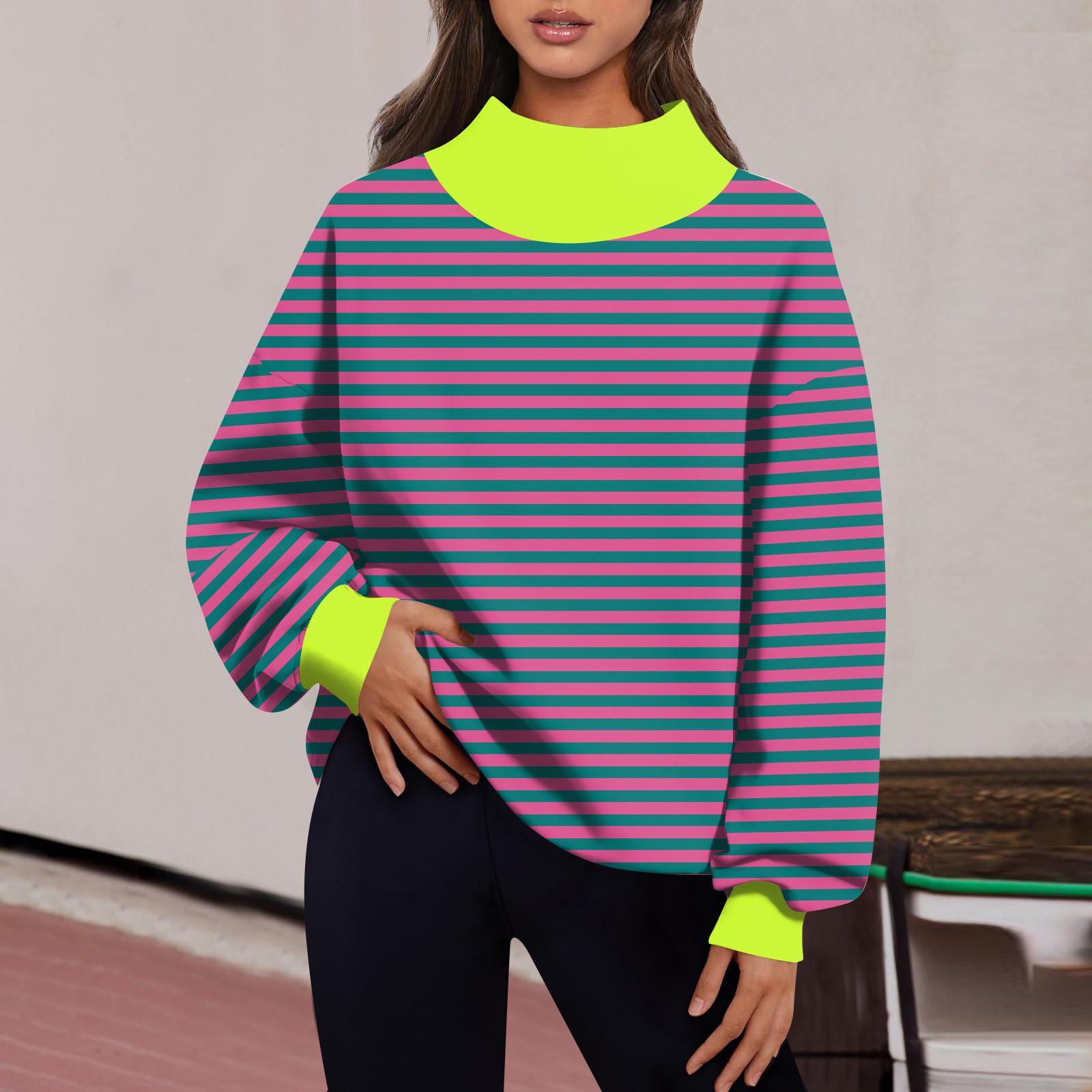 Женская мода сплошной цвет с длинным рукавом свободный разрез половина водолазка — фото 9