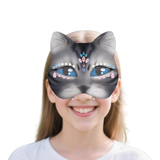 DIY Therian Maskesett Blank Katt Rev Maske med Filtstoffark Fuskepels Øyenett Pelsdyr Dyrekostyme Maske for Halloweenfest Cosplay