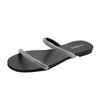 Internet Celebrity Versatile Temperament Sandals 2025 Summer New Fairy Wind Word with Rhinestone Flat Bottom Cover Toe Cool Slippers Outside Wear