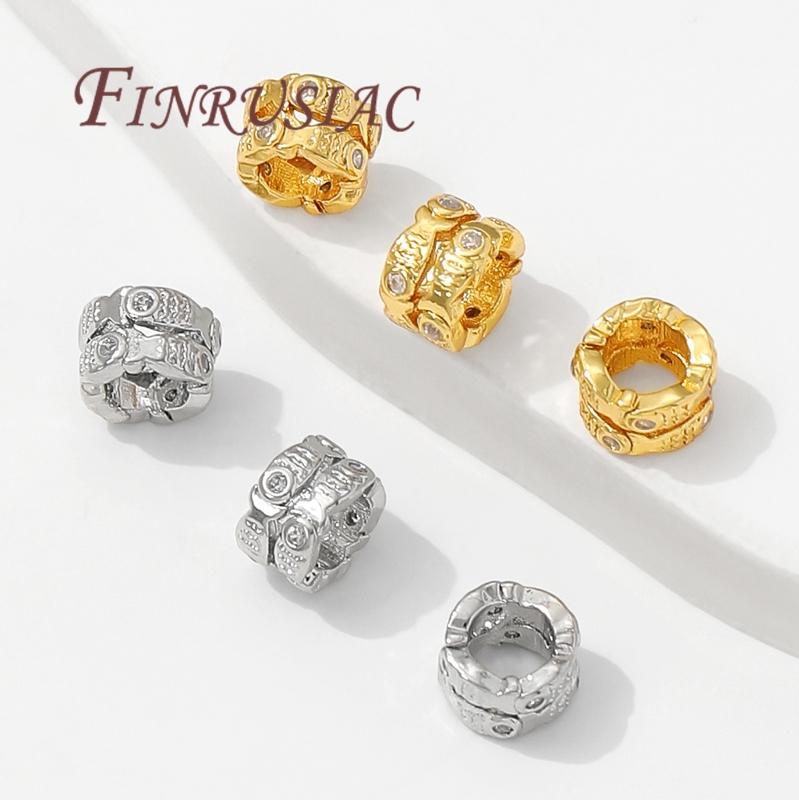 18K Gold Plated Brass with Zircon Spacer Beads For Jewelry Making,Bracelets Bead,Separators For Beads,DIY Beading Accessories