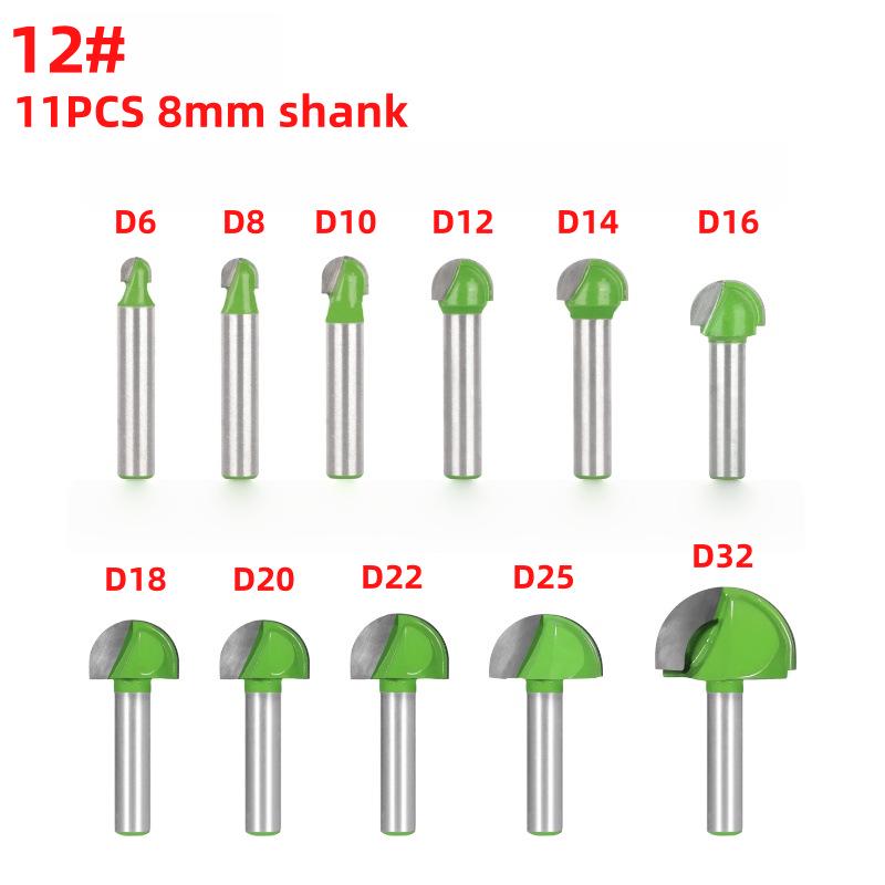 8-Pattern Round Bottom & Head Woodworking Milling Cutter, Grooving & Trimming Router Bit for Engraving & Bakelite Milling