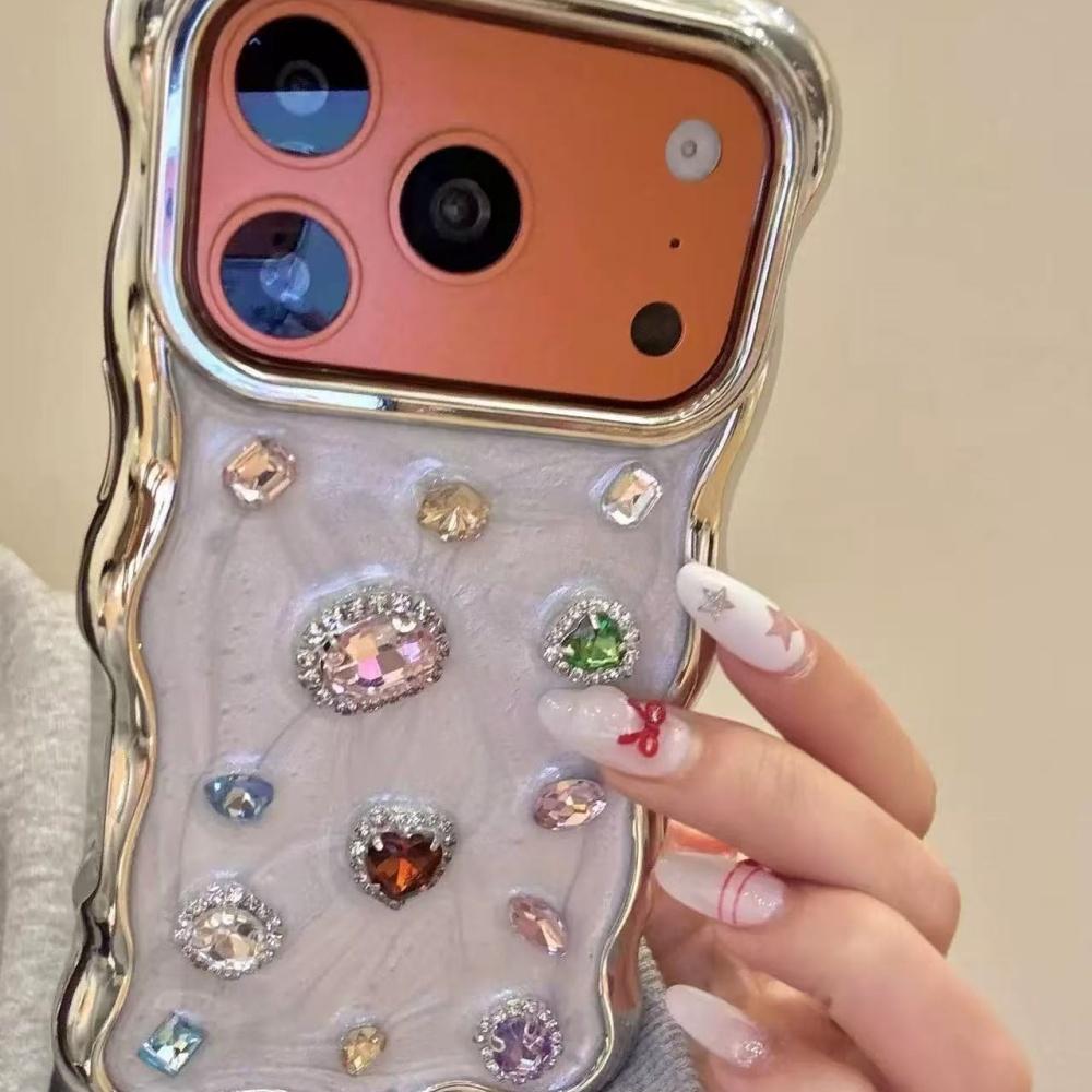Autumn and winter new models are suitable for Apple 17 mobile phone case, advanced sense niche 16promax electroplating frame iphone14 Epoxy