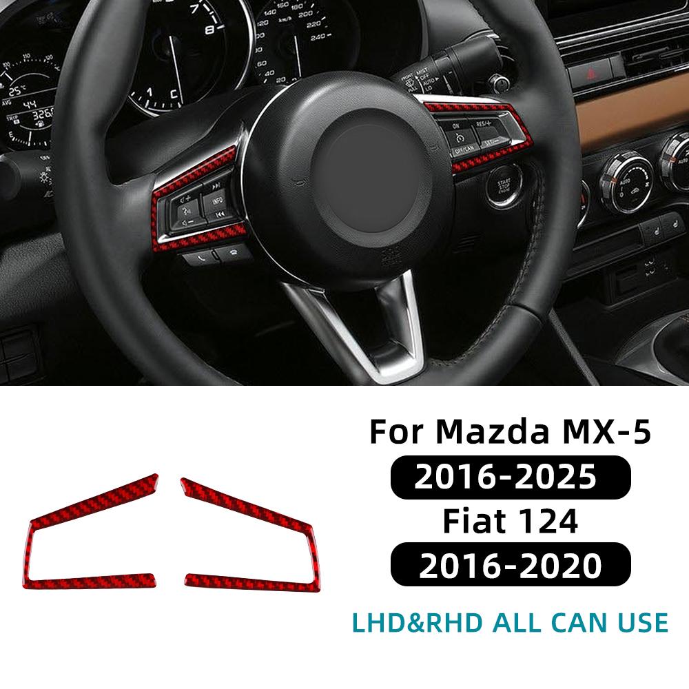 Weicher Kohlefaser-Aufkleber für Mazda MX-5 MX5 Miata Roadster ND ND2 MK4 2015-2025/Fiat 124 Spider 2016-2020 Auto-Lenkrad