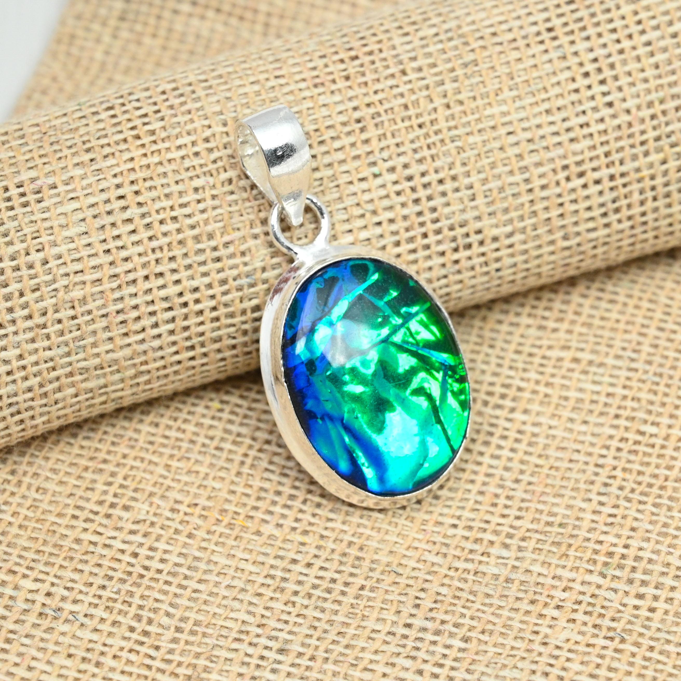 

Синий австралийский тройной опаловый драгоценный камень стерлингового серебра 925 пробы замечательный кулон ручной работы 1.57 Inches синий