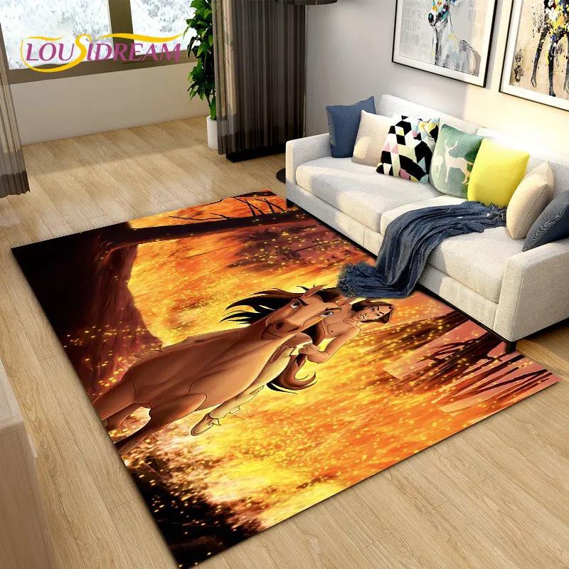 

Cartoon Spirit Riding Free Horses Area Rug,Carpet Rug for Living Room Bedroom Sofa Doormat Decoration, Kids Non-slip Floor Mat 40x60cm