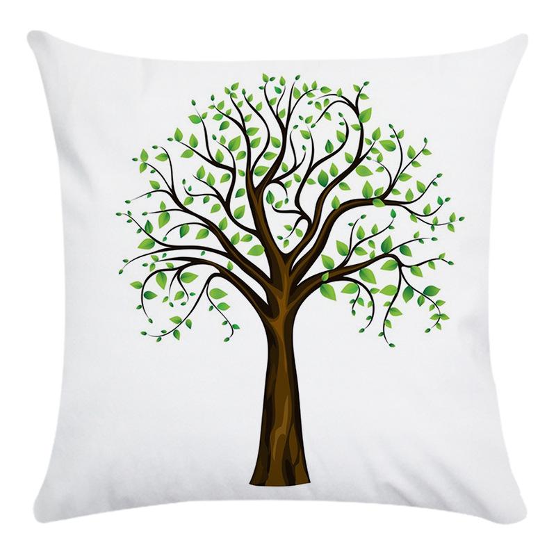 Creative Life Tree Pattern Digital Printing Short Plush Pillow Covers For Car Sofa Office Cushion Cover Home Goods