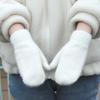 1Pair Cute Winter Double-layer Rabbit Hair Gloves Female Plush Solid Color All Fingers Women Girls Soft Thicken Warm Mittens