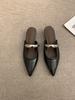 pointed toe bag head half slippers women's spring and autumn new small slope heel single shoes one pedal low heel flat shoes cool slippers