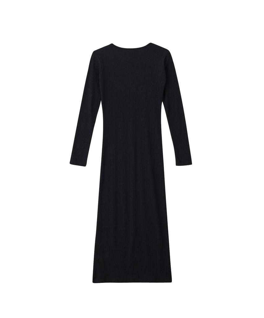 SALON DE YOHN Line Point Basic Jersey Dress_ Black