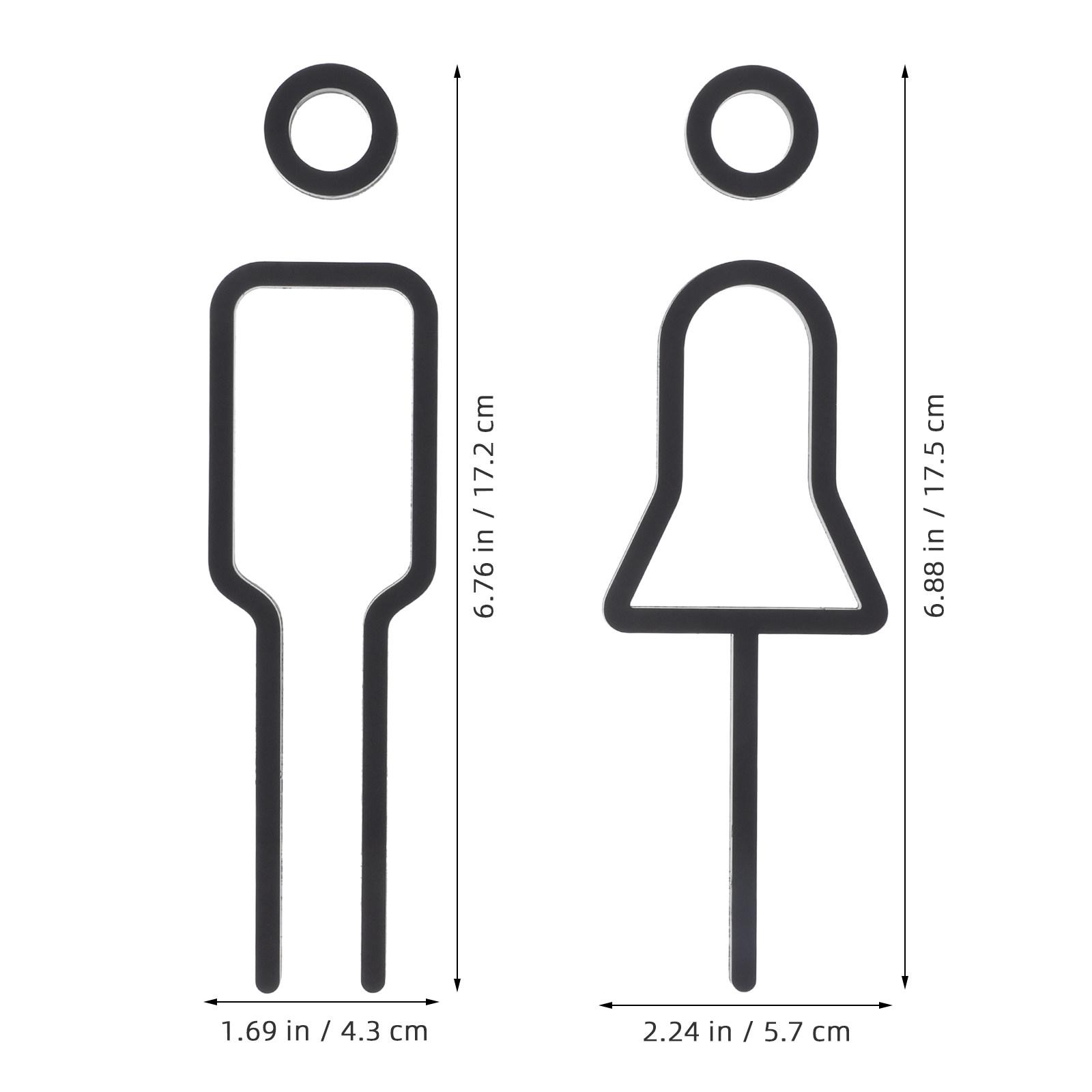 1Set Toilet Door Frame Decoration Restroom Signs Acrylic Bathroom Sign Male Female Symbols Modern Bathroom Door Sign Waterproof чёрный