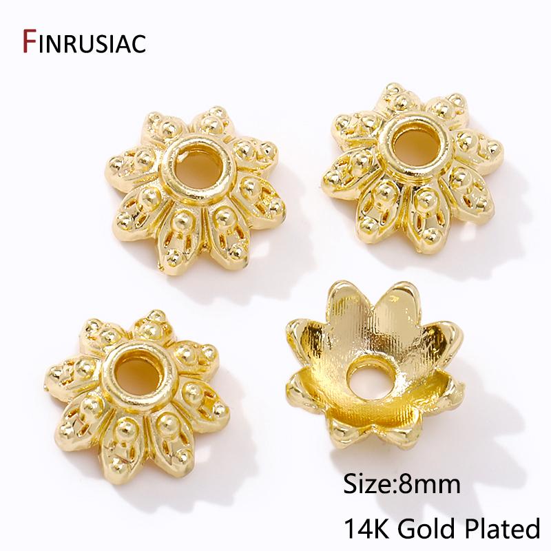 Wholesale Trendy Hollow Flower Beads End Caps,14K/18K Gold Plated Brass Bead Caps For DIY Bracelet Necklace Making Accessories