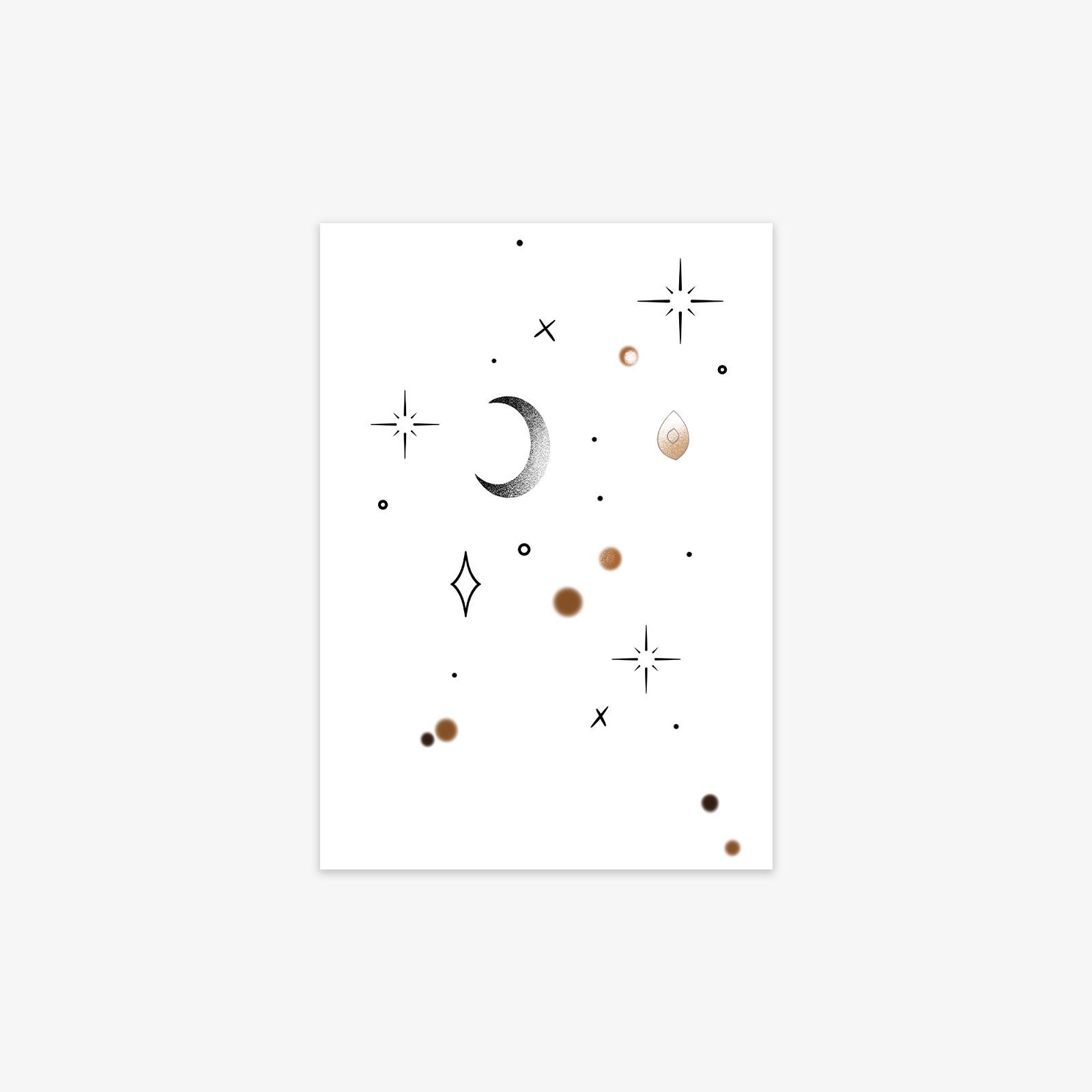 High-End Feeling, Small, Fresh, Simple And Beautiful, Small Picture, Star Moon, Hand Tattoo Sticker 7*10CM