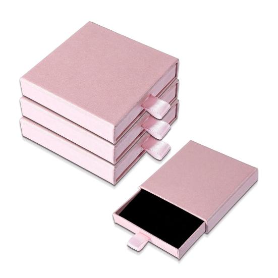 

4 шт. Квадратні подарункові коробки для прикрас Картонні пакувальні коробки для прикрас з кришками М яка губка Подарункові коробки для каблучок, намист, браслетів, сережок рожевий