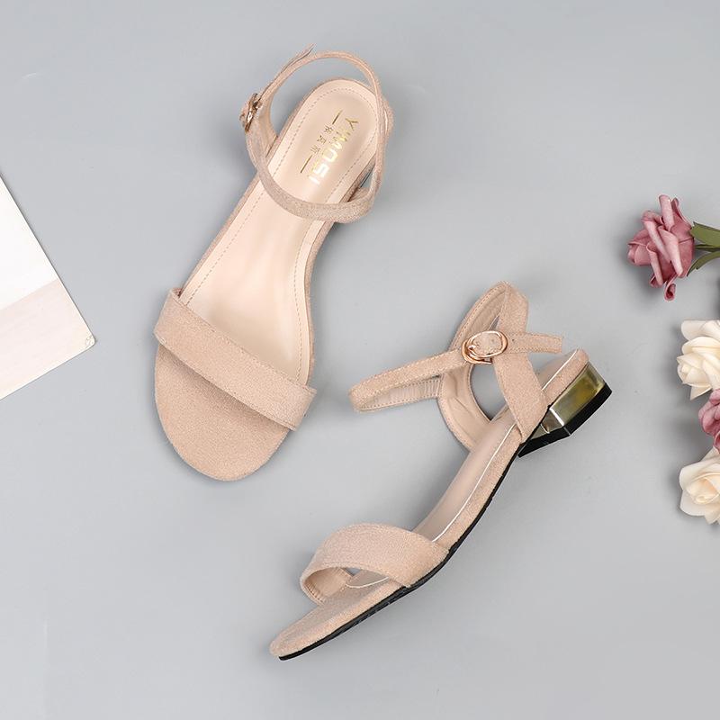 

Мода Размер 33-43 Летняя модная обувь для женщин 2024 года Замшевые туфли с квадратным каблуком и открытым носком Простые сандалии на плоской подошве с римским ремнем Абрикосовый цвет Удобный 35(Foot22.5cm) абрикосовый