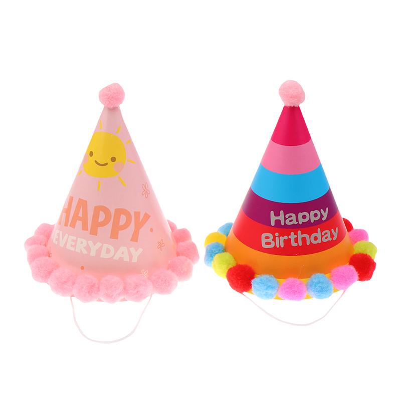 10Pcs/Bag Happy Birthday Party Hats Rainbow Diy Handmade Cap Crown Baby Shower Decoration Boy Girl Birthday Party Photo Props