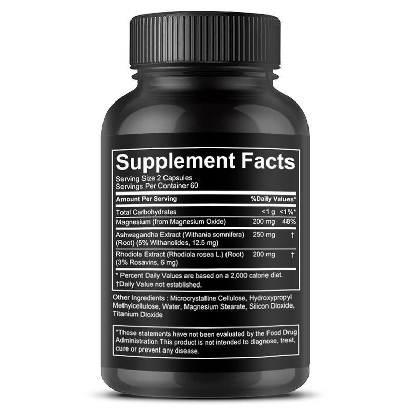 Magnesium (From Magnesium Oxide), Rhodiola Extract Dietary Supplement, 120 Capsules