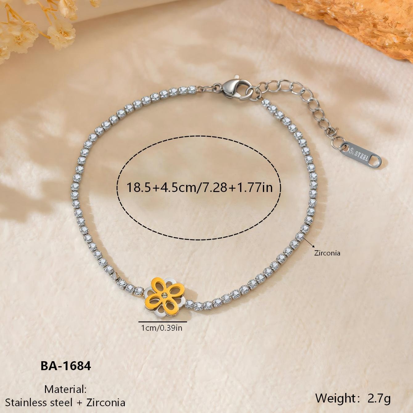 Two-Tone Titanium Steel Clover Bracelet with Diamond Inlay 18K
