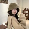 Rabbit plush bucket hat women's new autumn and winter fashion versatile face small versatile big head circumference basin hat