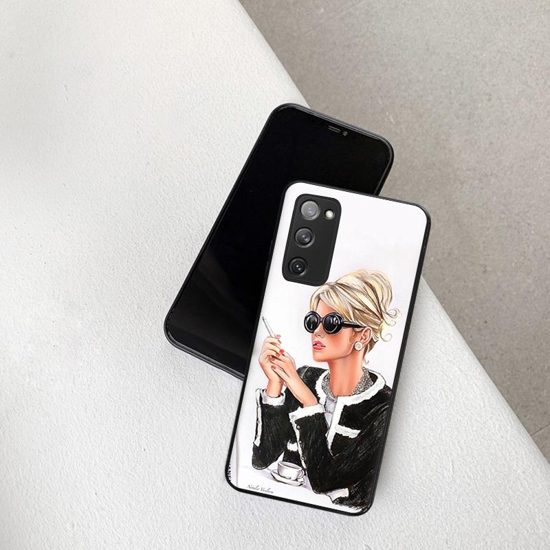 For Samsung S22 5g-deksel Soft Girl Boss Art-deksel til Samsung Galaxy S21 S20 Fe S10 Plus Note 20 Ultra 10 Lite 9 8 telefondeksel