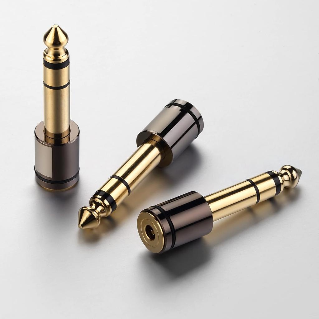 3 Pieces Stereo Audio Adapter 6.35mm 1/4 Male To 3.5mm 1/8 Female Stereo Headphone Adapter Gold Plated for Smartphones Tablets Headphone Speaker