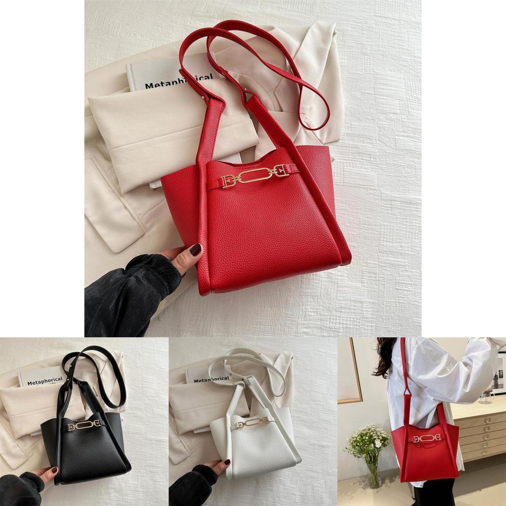 2024 New Popular Simple Bucket Bag Women Street Fashion Pu Shoulder Bag