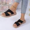 Retro round head open-toed fish mouth word summer new casual fashion thick-soled slippers women's beach cool slippers