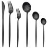 Black Cutlery Set 304 Stainless Steel Tableware Set Matte Knife Dessert Fork Spoons Dinnerware Set Kitchen Dinner Silverware Set