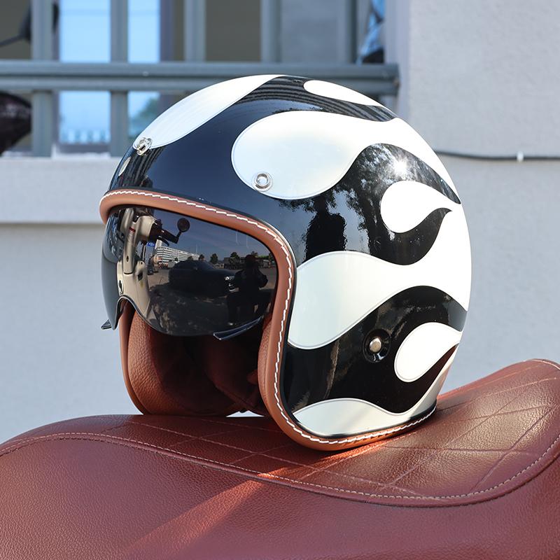 S68-DOT Certified 3/4 Open Face Motorcycle Helmet Shell Lightweight Breathable Retro Unisex Adult Scooter Cruiser Safety Helmet