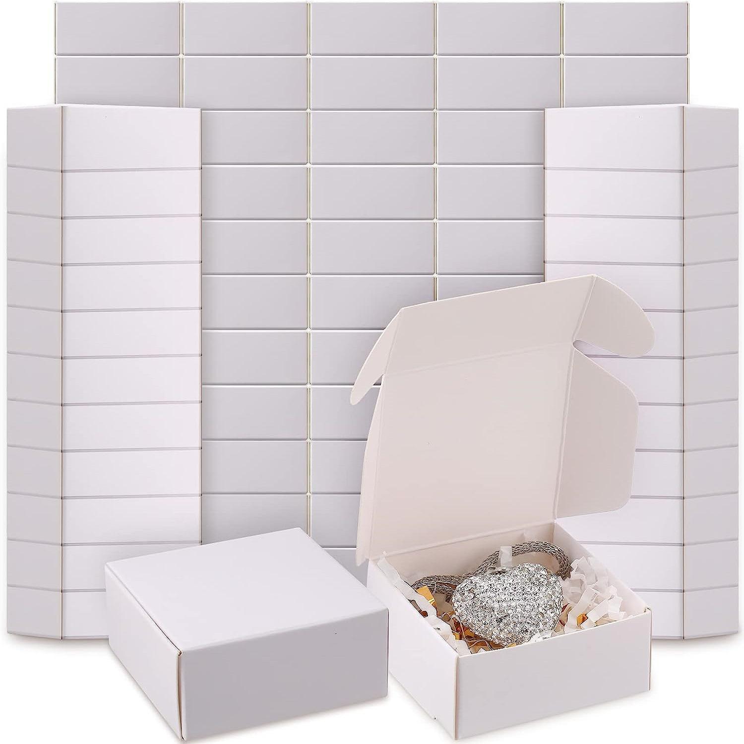 

50 шт. Мини-подарочные коробки из крафт-бумаги, многоцелевая упаковка для небольших ювелирных изделий: колец, сережек, подарков на дни рождения, свадьбы, праздники, рождественские подарки Pack of 50 белый