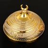 Middle Eastern -Style Fruit Tray,Alloy Engraving Spiral-Patterned Texture Home Cheese Food Plate,Date Palm Disc Table Decoration
