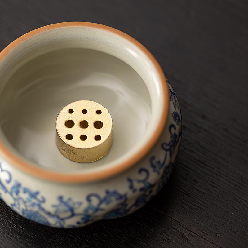 Ru Kiln Incense Burner Set with Holder Stand Ceramic Censer for Home Decor Meditation Gift Tea Ceremony Accessories