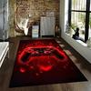 Gaming Controller Design Carpet with Red Digital Glow Pattern Suitable for Use As an Anti-slip for Living Room Bedroom Sofas