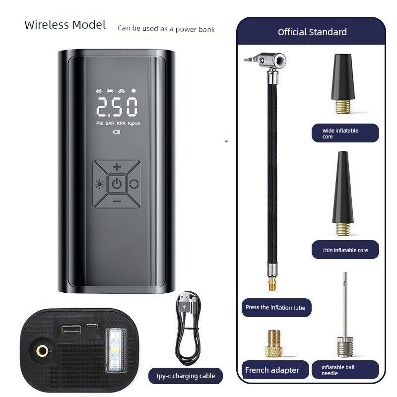 Car Air Pump, Wireless Portable Wired Tire Inflator for Cars, Electric Vehicles, Motorcycles, Automatic Inflator, Air Pump