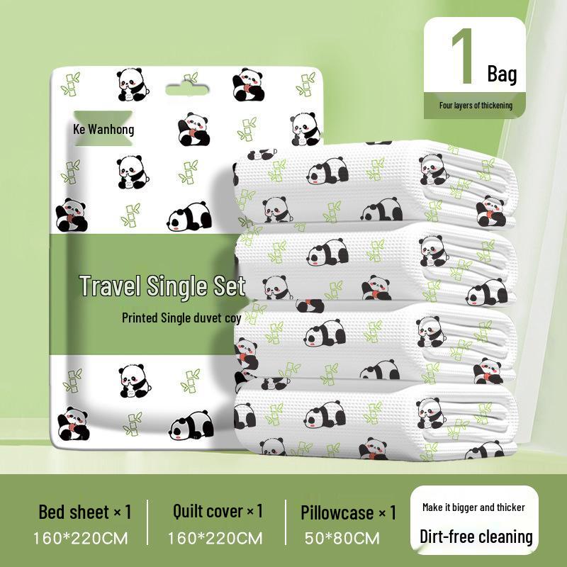 4-Piece Thickened Disposable Bed Sheet & Duvet Cover Set for Travel & Hotels