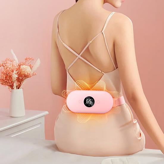 Portable Period Heating Pad Rechargeable Belt with LED Display 6 Temp & Vibration Modes Cramp Relief Massage Pad for Women