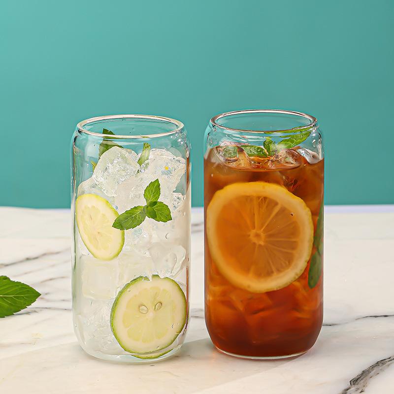 16oz Coke Mug with Bamboo Lid, Mason Straw, Glass Drinking Glass, Cocktail/Juice Glass 501-600ml