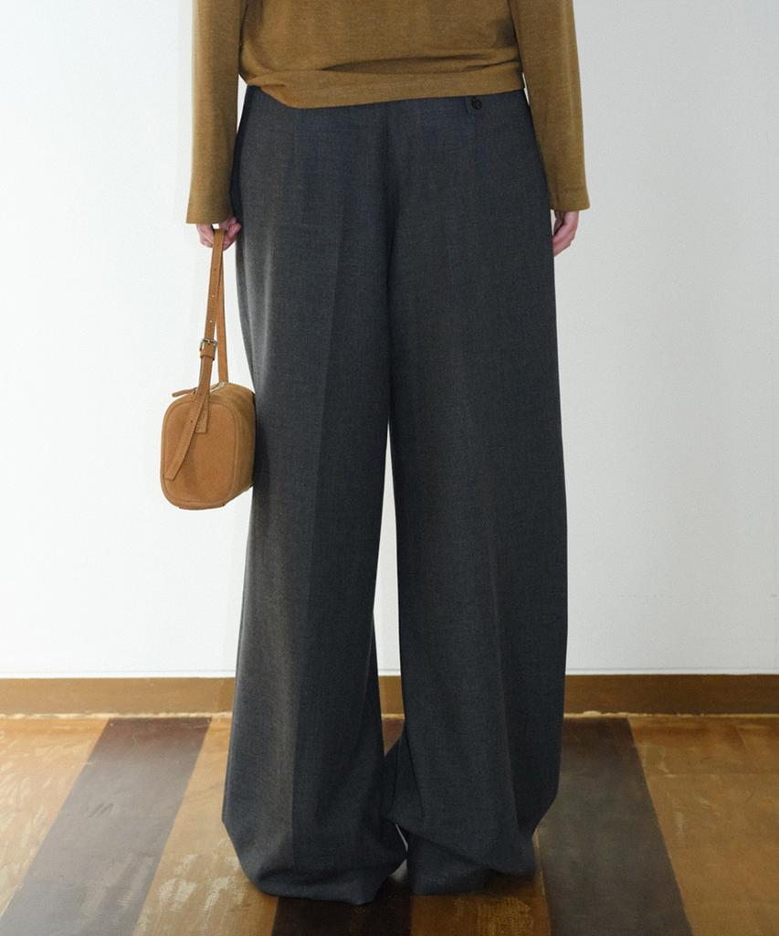 EN OR Two Tuck Wide Slacks - Charcoal