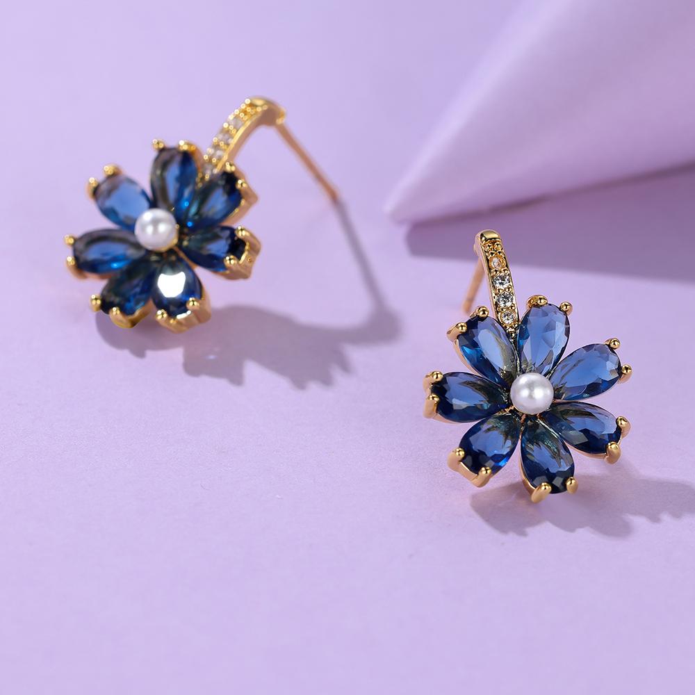 Exquisite königsblaue Blumenohrringe für Damen und Mädchen zum täglichen Tragen von Ohrringen