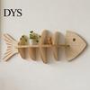Small Apartment Space Saving Shelf Fish Bone Storage Rack, Wood Wall Mounted Floating Shelf, Ocean Style Bathroom Organizer for Aromatherapy