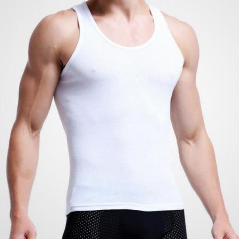 

Мужские летние хлопковые футболки, дышащие однотонные эластичные очаровательные спортивные жилеты больших размеров, топы XXXL белый